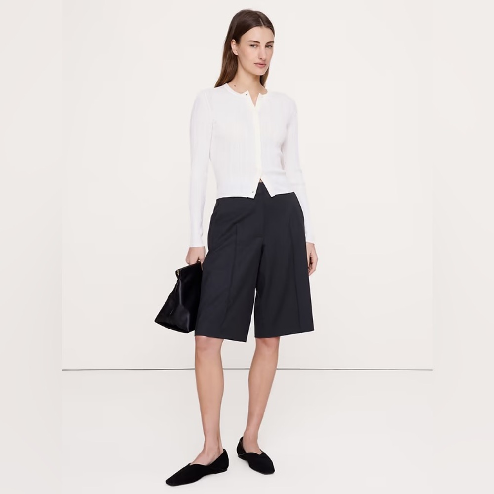 NWT! BANANA REPUBLIC BLACK HIGH RISE ITALIAN WOOL BERMUDA SHORTS -MULTIPLE SIZES